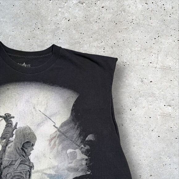 Assassin’s Creed III 2012 Promo Sleeveless Cutoff T-Shirt Black XL Ubisoft Gamer - Picture 3 of 10